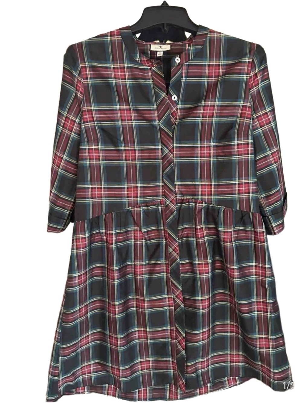 Tuckernuck Plaid Button-Front Dress - Burgundy and Green